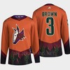 Arizona Coyotes 2022 Reverse Retro 2.0 Josh Brown 3 Orange Primegreen Jersey Men's - Robokeg