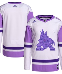 Arizona Coyotes Adidas Hockey Fights Cancer Primegreen Authentic Blank Practice Jersey - White/purple Nhl - Robokeg