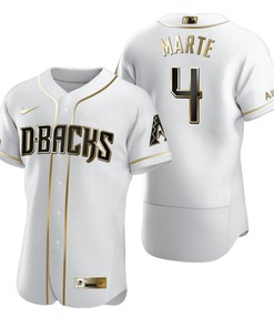 Arizona Diamondbacks #4 Ketel Marte Mlb Golden Brandedition White Jersey Gift For Diamondbacks Fans - Robokeg