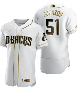 Arizona Diamondbacks #51 Randy Johnson Mlb Golden Brandedition White Jersey Gift For Diamondbacks Fans - Robokeg