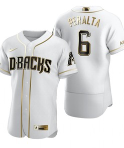 Arizona Diamondbacks #6 David Peralta Mlb Golden Brandedition White Jersey Gift For Diamondbacks Fans - Robokeg