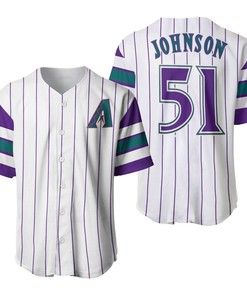 Arizona Diamondbacks Randy Johnson 51 Mlb White Purple Jersey Inspired Style Baseball Jersey - Robokeg