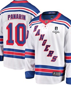 Artemi Panarin 10 New York Rangers Stanley Cup 2023 Playoffs Patch Away Breakaway Men Jersey - White - Robokeg