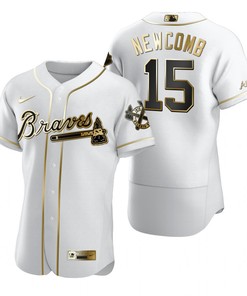 Atlanta Braves #15 Sean Newcomb Mlb Golden Brandedition White Jersey Gift For Braves Fans - Robokeg