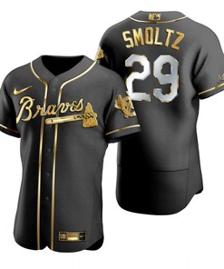 Atlanta Braves #29 John Smoltz Mlb Golden Brandedition Black Jersey Gift For Braves Fans - Robokeg