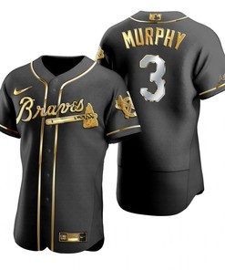 Atlanta Braves #3 Dale Murphy Mlb Golden Brandedition Black Jersey Gift For Braves Fans - Robokeg