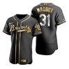 Atlanta Braves #31 Greg Maddux Mlb Golden Brandedition Black Jersey Gift For Braves Fans - Robokeg