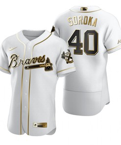 Atlanta Braves #40 Mike Soroka Mlb Golden Brandedition White Jersey Gift For Braves Fans - Robokeg