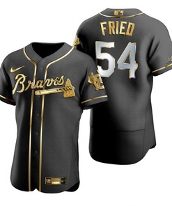 Atlanta Braves #54 Max Fried Mlb Golden Brandedition Black Jersey Gift For Braves Fans - Robokeg
