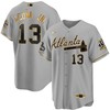 Atlanta Braves Active Player Custom Gray Gold Cool Base Stitched Jersey - Grey - Robokeg