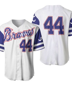 Atlanta Braves Hank Aaron 44 2020 Mlb White And Blue Jersey Inspired Baseball Jersey - Robokeg