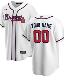 Atlanta Braves Home Replica Custom Jersey - White Custom Jerseys Mlb - Robokeg
