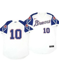 Atlanta Braves Jersey, Chipper Jones 10 Cooperstown White Throwback Home Jersey - Robokeg