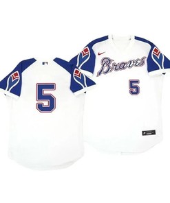 Atlanta Braves Jersey, Freddie Freeman 5 Cooperstown White Throwback Home Jersey - Robokeg