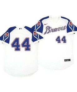 Atlanta Braves Jersey, Hank Aaron 44 Cooperstown White Throwback Home Jersey - Robokeg
