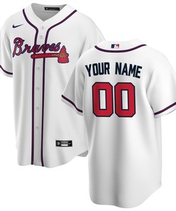Atlanta Braves Jersey Home Custom Men Jersey - White - Robokeg