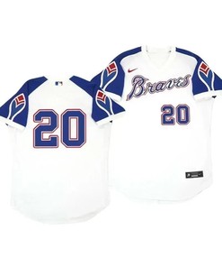 Atlanta Braves Jersey, Marcell Ozuna 20 Cooperstown White Throwback Home Jersey - Robokeg