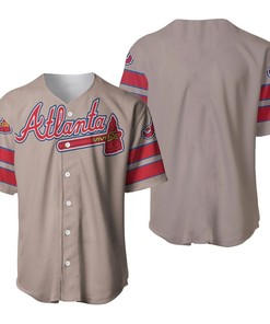 Atlanta Braves Mlb Grey Jersey Inspired Style Baseball Jersey - Robokeg