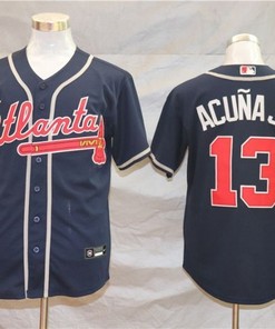 Atlanta Braves Ronald Acuna Jr #13 2020 Mlb Dark Blue Jersey - Robokeg