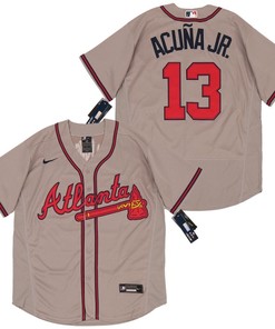 Atlanta Braves Ronald Acuna Jr #13 2020 Mlb Grey Jersey - Robokeg