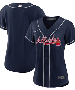 Atlanta Braves Womens Alternate Replica Team Jersey - Navy Mlb - Robokeg