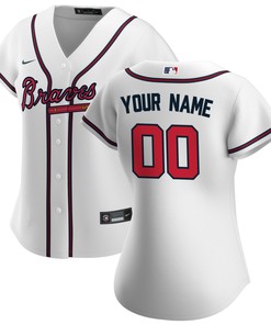 Atlanta Braves Womens Home Replica Custom Jersey - White Custom Jerseys Mlb - Robokeg