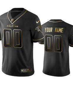 Atlanta Falcons Custom Black Golden Brandedition Nfl 100 Year Anniversary Mens Jersey - Robokeg