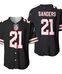 Atlanta Falcons Deion Sanders #21 Great Player Nfl American Football Legacy Vintage Black 3d Designed Allover Gift For Atlanta Fans Baseball Jersey - Robokeg