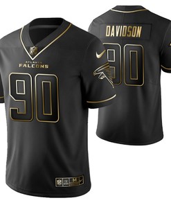 Atlanta Falcons Marlon Davidson 90 2021 Nfl Golden Brandedition Black Jersey Gift For Falcons Fans - Robokeg