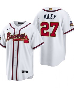 Austin Riley 27 Jersey, Atlanta Braves White 2022-23 Gold Program Jersey - Robokeg
