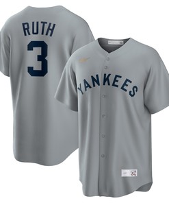 Babe Ruth New York Yankees Road Cooperstown Collection Player Jersey - Gray Mlb - Robokeg