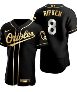 Baltimore Orioles #8 Cal Ripken Jr. Mlb Golden Brandedition Black Jersey Gift For Orioles Fans - Robokeg