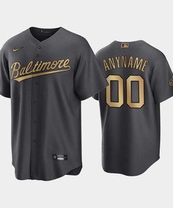 Baltimore Orioles Custom 00 2022-23 All-Star Game AL Charcoal Jersey - Robokeg