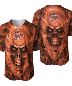 Baltimore Orioles Mlb Fan Skull Baseball Jersey - Robokeg