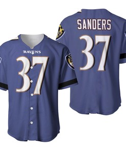 Baltimore Ravens Deion Sanders #37 Nfl American Football Team Logo Purple 2019 3d Designed Allover Gift For Ravens Fans Baseball Jersey - Robokeg