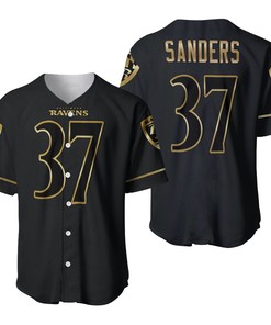 Baltimore Ravens Deion Sanders #37 Nfl Great Player Black Golden Brandedition Vapor 3d Designed Allover Gift For Baltimore Fans Baseball Jersey - Robokeg