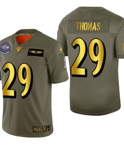 Baltimore Ravens Earl Thomas 2019 Salute To Service Nfl 100 Mens Jersey Metallic - Robokeg