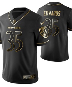 Baltimore Ravens Gus Brandedwards 35 2021 Nfl Golden Brandedition Black Jersey Gift For Ravens Fans - Robokeg