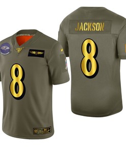 Baltimore Ravens Lamar Jackson 2019 Salute To Service Nfl 100 Mens Jersey Metallic - Robokeg