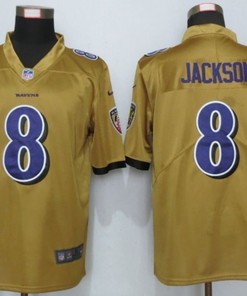 Baltimore Ravens Lamar Jackson #8 2020 Nfl Gold Jersey Jersey - Robokeg