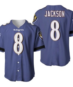 Baltimore Ravens Lamar Jackson #8 Great Player Nfl Custom Game Purple 2019 3d Designed Allover Gift For Baltimore Fans Baseball Jersey - Robokeg