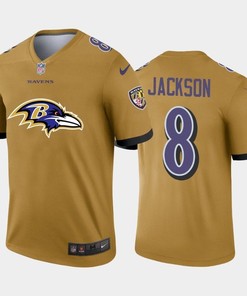 Baltimore Ravens Lamar Jackson #8 Nfl 2020 Light Brown Jersey - Robokeg