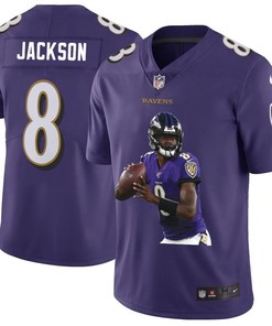 Baltimore Ravens Lamar Jackson #8 Nfl 2020 Purple Jersey - Robokeg