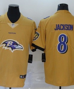 Baltimore Ravens Lamar Jackson #8 Nfl 2020 Yellow Jersey - Robokeg
