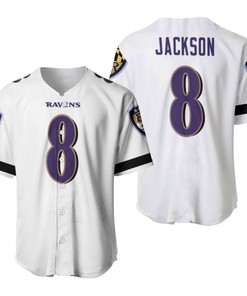 Baltimore Ravens Lamar Jackson #8 Nfl Great Player White 100th Season 3d Designed Allover Gift For Baltimore Fans Baseball Jersey - Robokeg