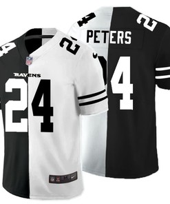 Baltimore Ravens Marcus Peters #24 Nfl 2020 Black And White Jersey - Robokeg