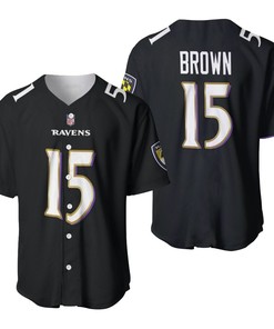 Baltimore Ravens Marquise Brown #15 Great Player Nfl American Football Game Jersey Black 2019 3d Designed Allover Gift For Ravens Fans Baseball Jersey - Robokeg