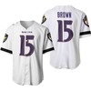 Baltimore Ravens Marquise Brown #15 Nfl Great Player White 100th Season 3d Designed Allover Gift For Baltimore Fans Baseball Jersey - Robokeg