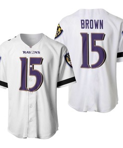 Baltimore Ravens Marquise Brown #15 Nfl Great Player White 100th Season 3d Designed Allover Gift For Baltimore Fans Baseball Jersey - Robokeg