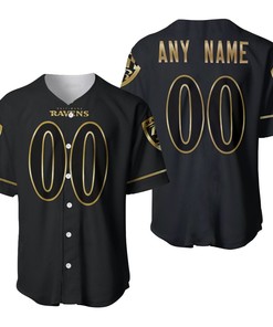 Baltimore Ravens Nfl American Team Black Golden Brandedition Vapor 3d Designed Allover Custom Gift For Baltimore Fans Baseball Jersey - Robokeg